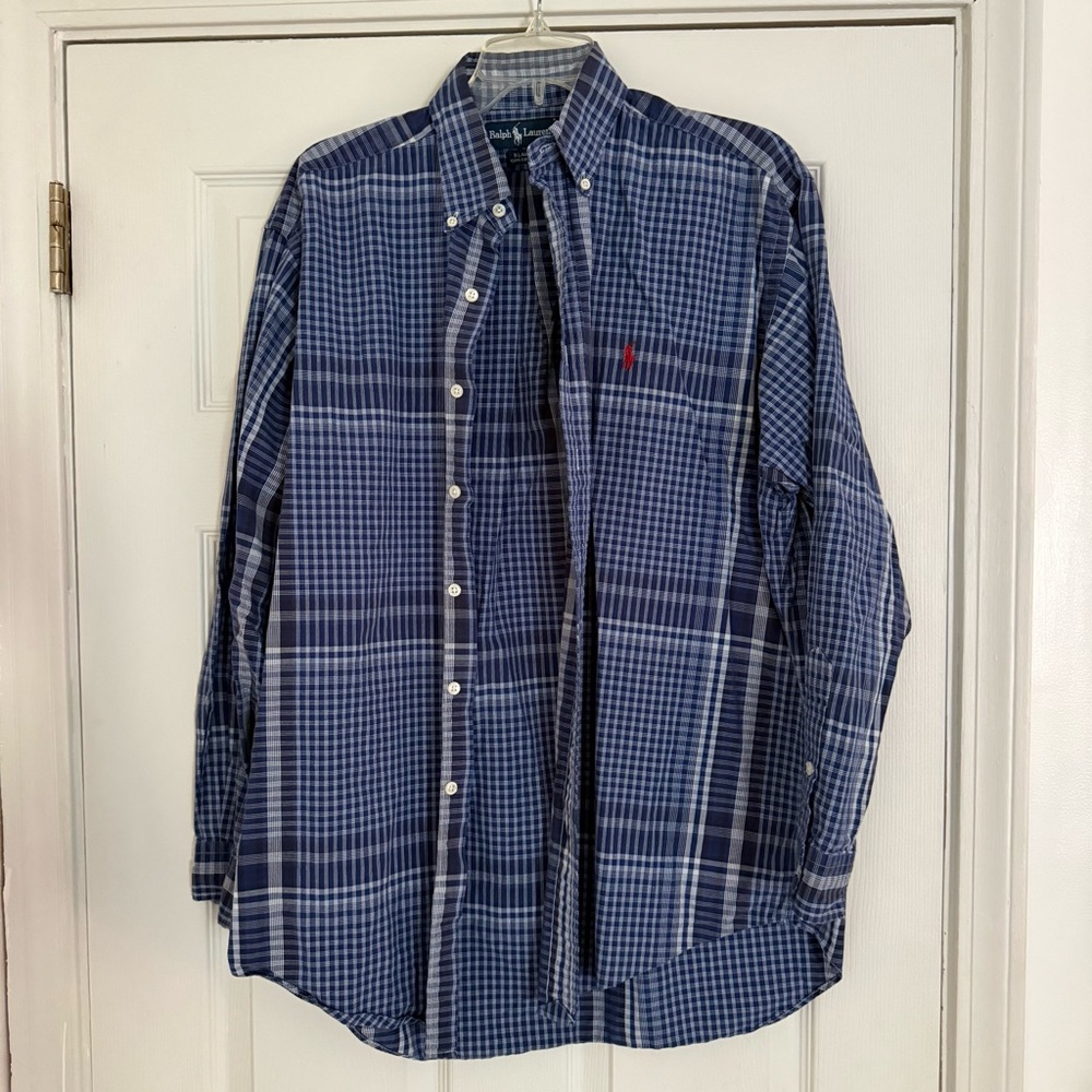 Ralph Lauren Navy and White Plaid Shirt